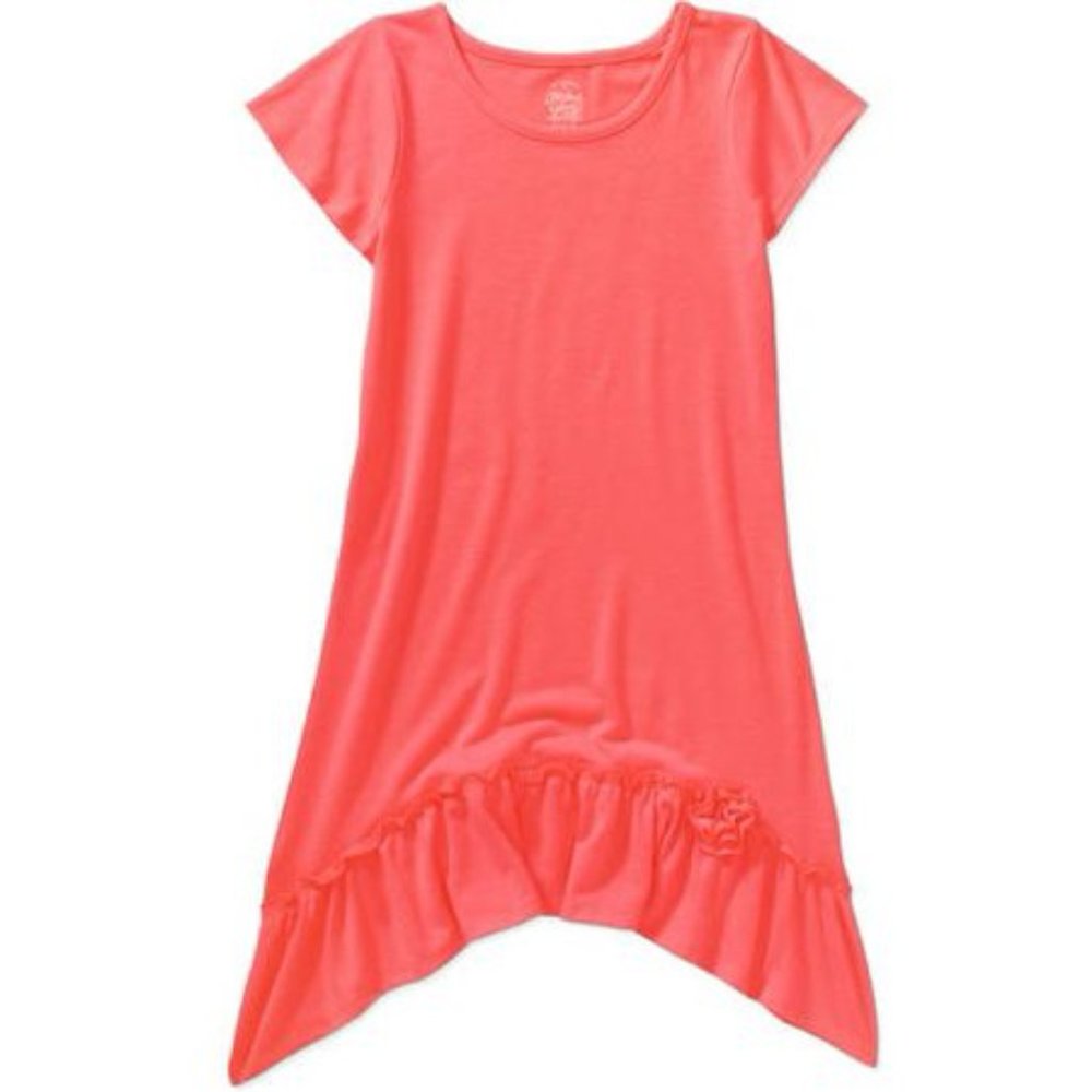 GIRLS Shark Bite Hem Dress Girls Sz 14/16 Peach